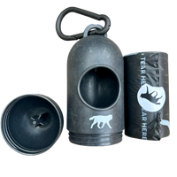 compostable plant-based dog poop bags + bamboo dispenser