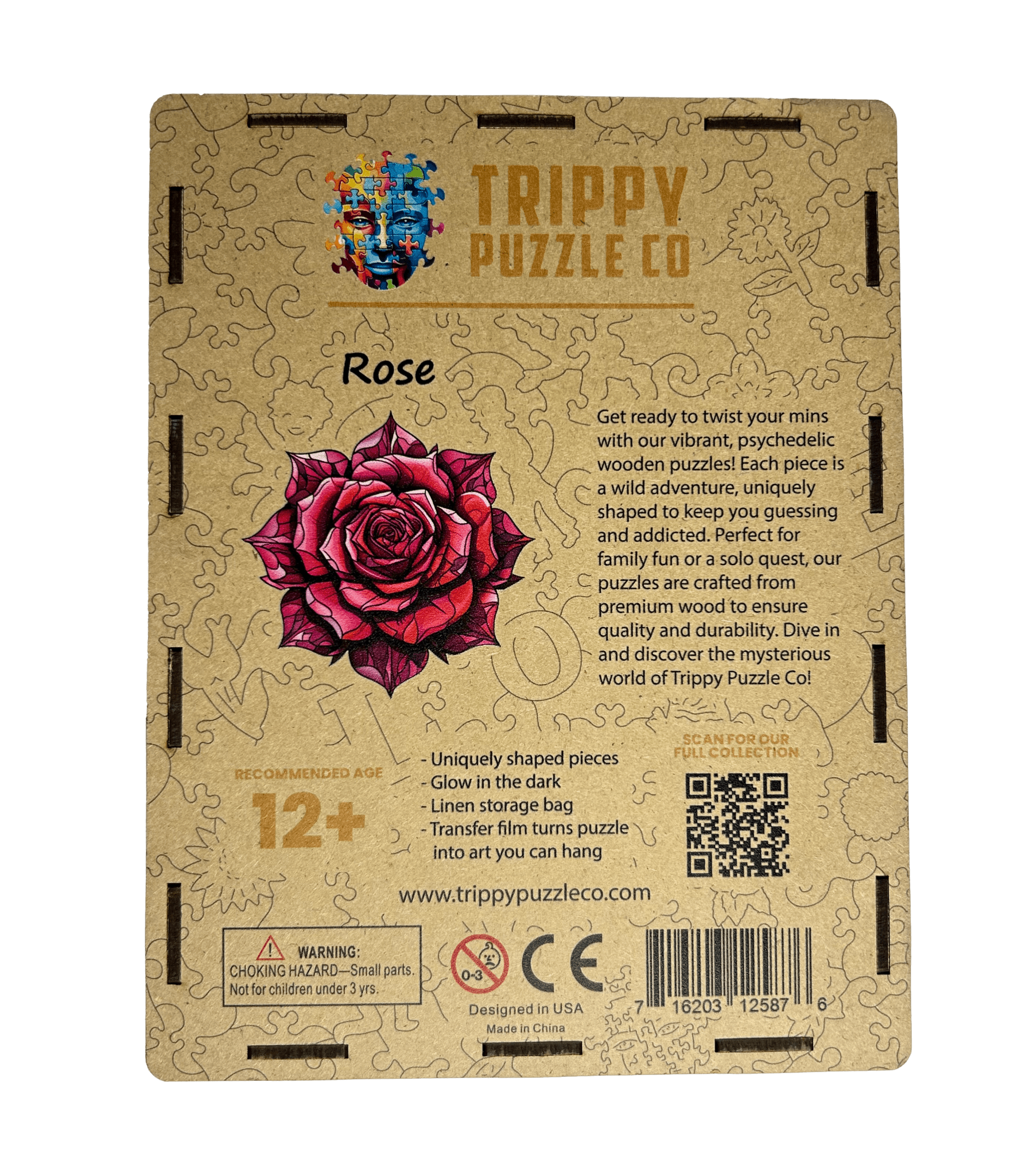 Rose Shaped 300 Piece Wooden Jigsaw Puzzle | Trippy Puzzle Co