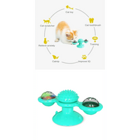 Rotatable Funny Massage Cat Toys Windmill LED Ball Teeth Cleaning Toys For Pets Interactive Turntable Tease Cat Toys