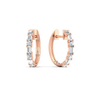 Round And Baguette Huggie Earrings