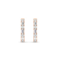 Round And Baguette Huggie Earrings