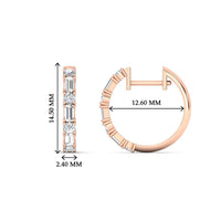 Round And Baguette Huggie Earrings