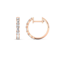Round And Baguette Huggie Earrings