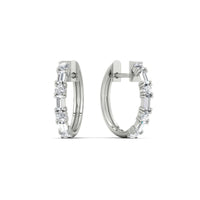 Round And Baguette Huggie Earrings