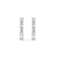 Round And Baguette Huggie Earrings