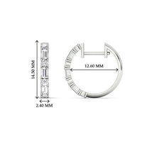 Round And Baguette Huggie Earrings