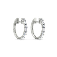 Round And Baguette Huggie Earrings