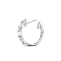 Round And Baguette Huggie Earrings