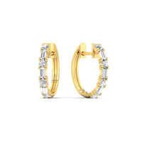 Round And Baguette Huggie Earrings
