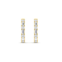 Round And Baguette Huggie Earrings