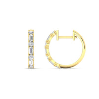 Round And Baguette Huggie Earrings