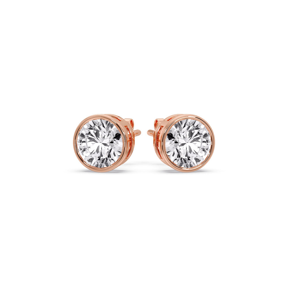 Bezel-Set Brilliant Round Diamond Solitaire Stud Earrings (1.00ct - 5.00ct)