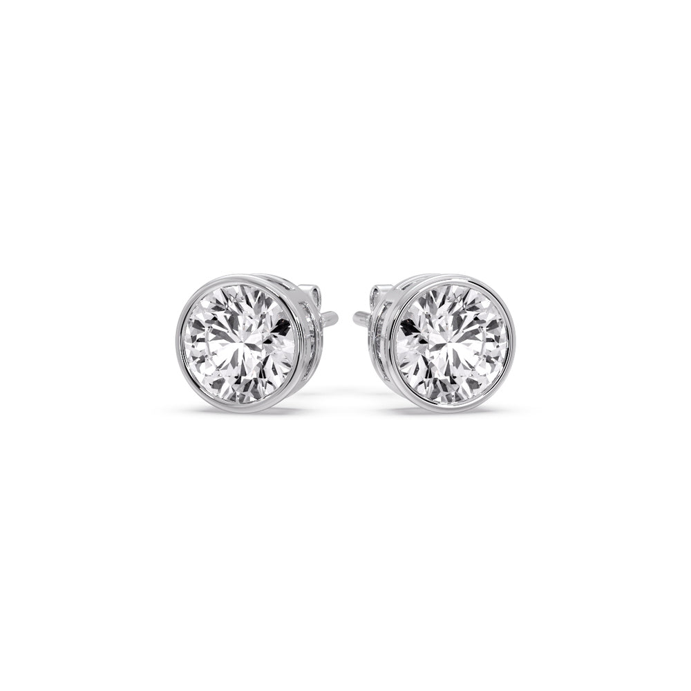 Bezel-Set Brilliant Round Diamond Solitaire Stud Earrings (1.00ct - 5.00ct)
