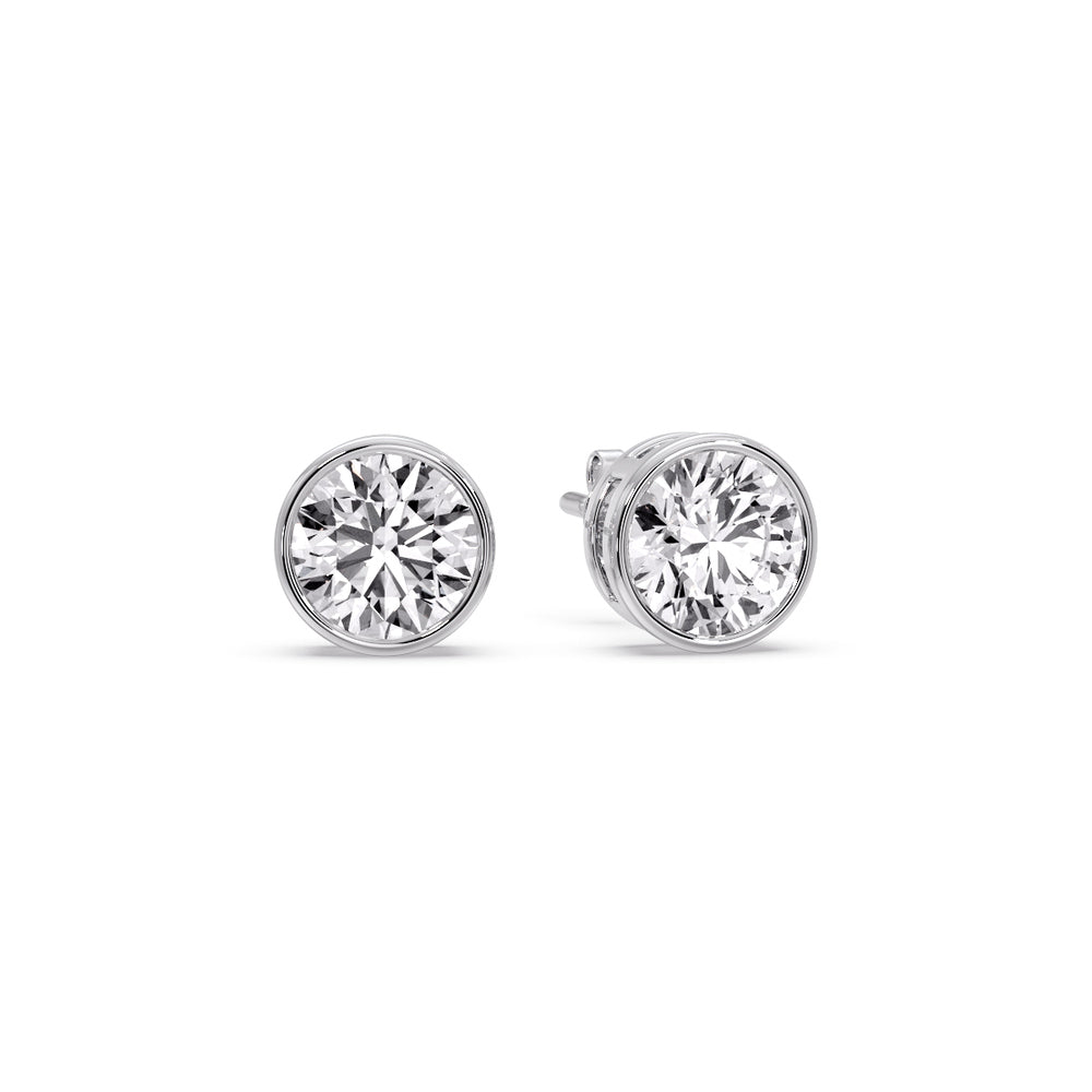Bezel-Set Brilliant Round Diamond Solitaire Stud Earrings (1.00ct - 5.00ct)