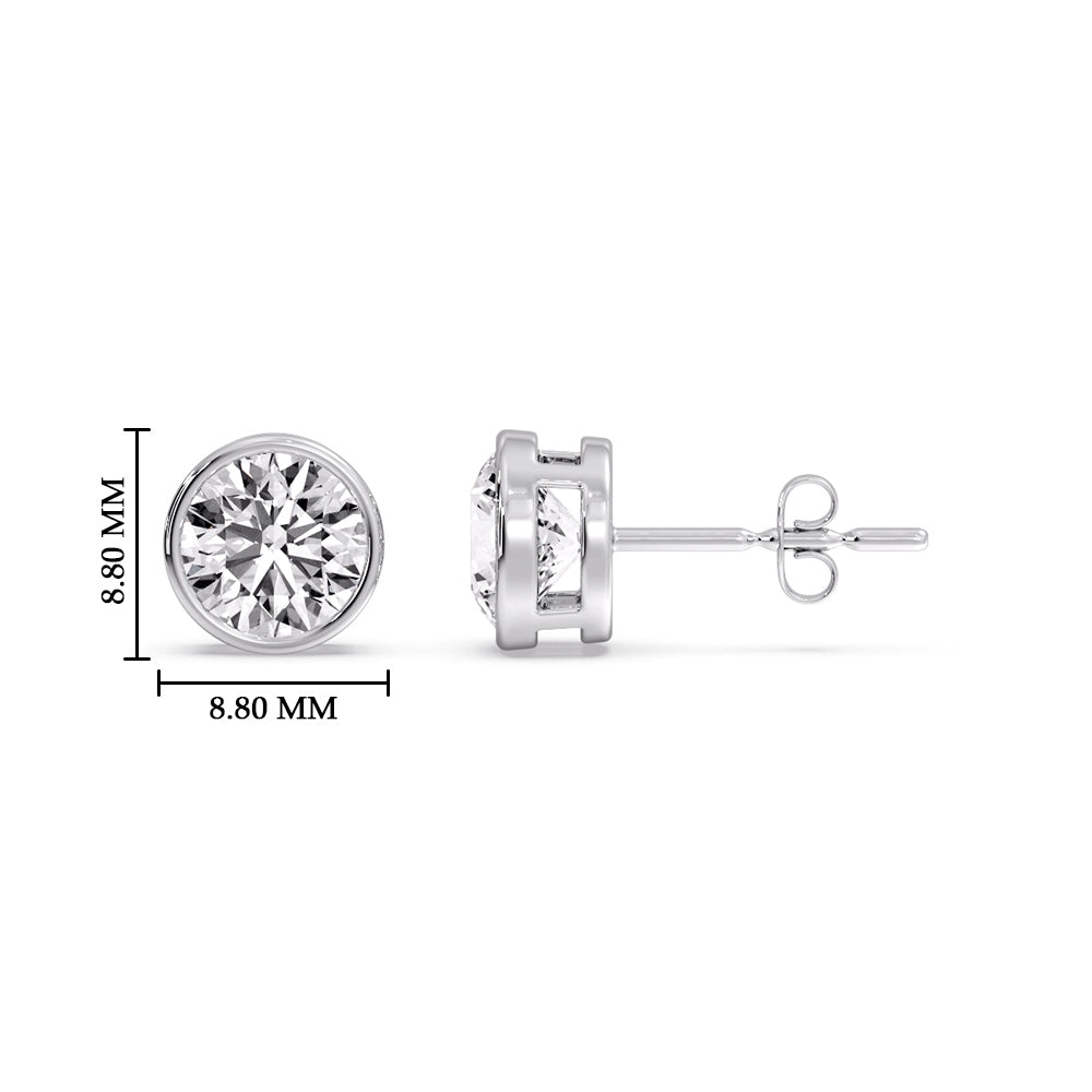 Bezel-Set Brilliant Round Diamond Solitaire Stud Earrings (1.00ct - 5.00ct)