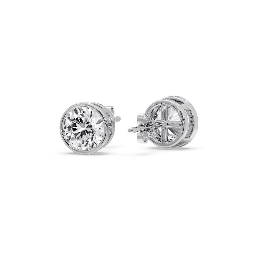 Bezel-Set Brilliant Round Diamond Solitaire Stud Earrings (1.00ct - 5.00ct)