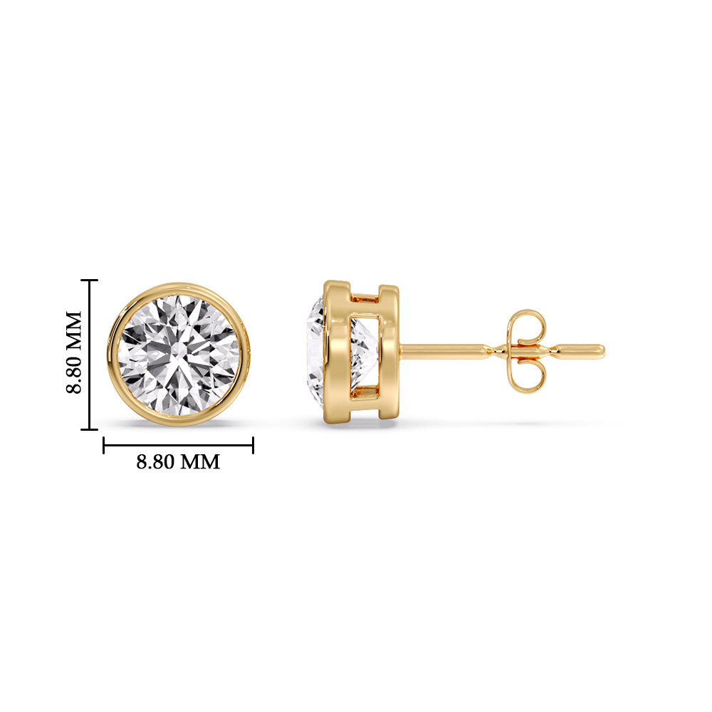 Bezel-Set Brilliant Round Diamond Solitaire Stud Earrings (1.00ct - 5.00ct)