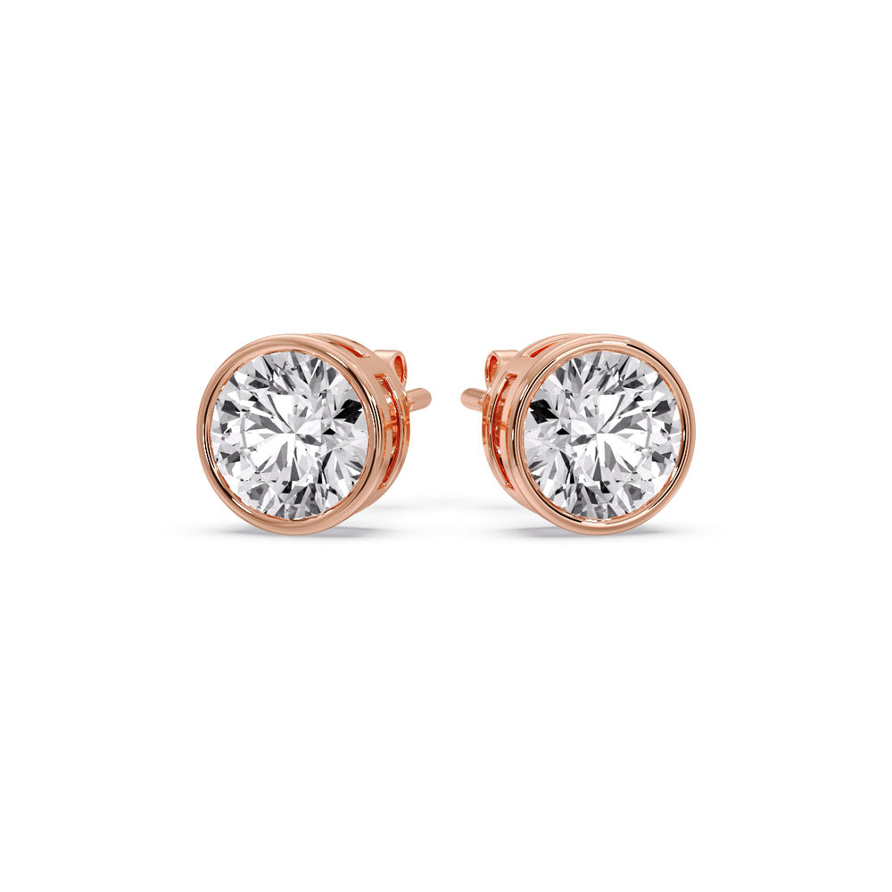 Bezel-Set Brilliant Round Diamond Solitaire Stud Earrings (1.00ct - 5.00ct)