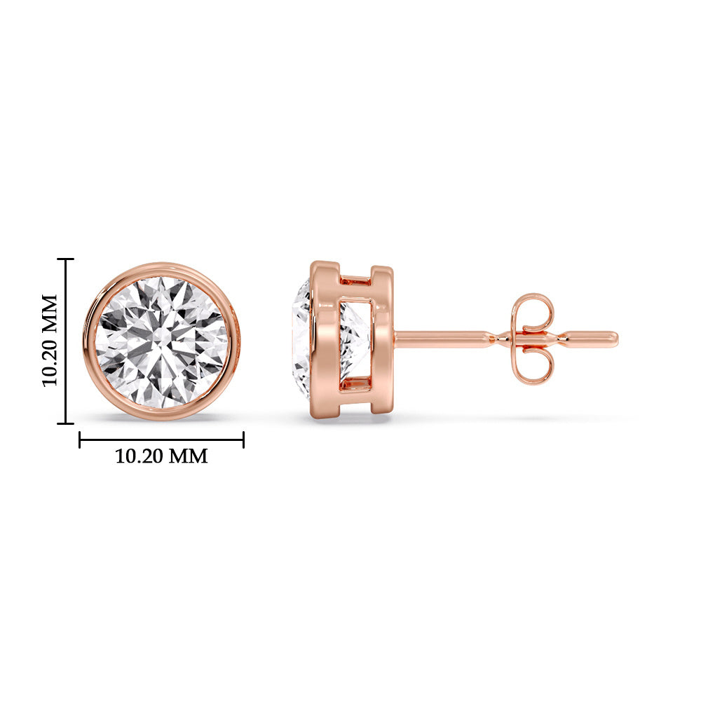 Bezel-Set Brilliant Round Diamond Solitaire Stud Earrings (1.00ct - 5.00ct)
