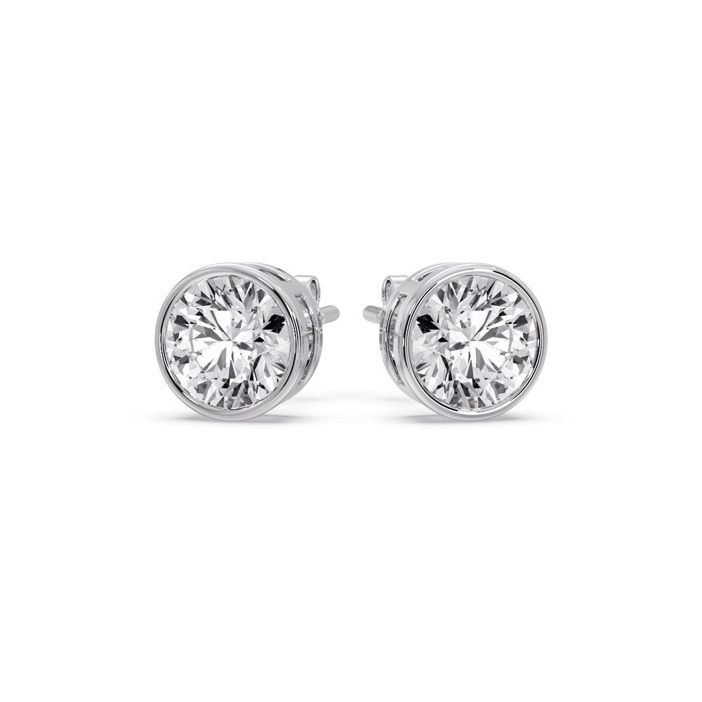 Bezel-Set Brilliant Round Diamond Solitaire Stud Earrings (1.00ct - 5.00ct)