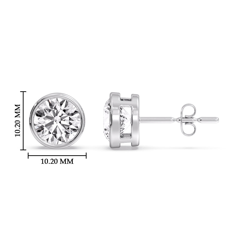 Bezel-Set Brilliant Round Diamond Solitaire Stud Earrings (1.00ct - 5.00ct)