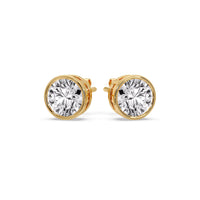 Bezel-Set Brilliant Round Diamond Solitaire Stud Earrings (1.00ct - 5.00ct)