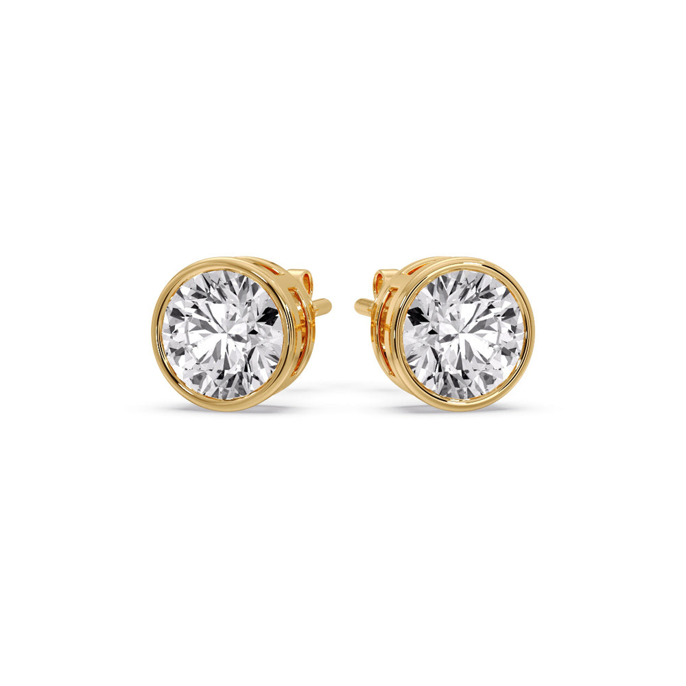 Bezel-Set Brilliant Round Diamond Solitaire Stud Earrings (1.00ct - 5.00ct)