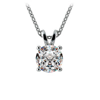 AGI Certified 2.00 CTW Prong Set Round Lab Grown Solitaire Diamond Pendant (G-VS) in 14K White or Yellow Gold