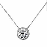 Cubic Zirconia 14K Gold Bezel Solitaire Pendant.  Diamond Veneer 635ZBYX1K