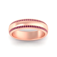 Beveled Edge Matte Eternity Mens Engagement Ring