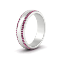 Beveled Edge Matte Eternity Mens Engagement Ring