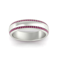 Beveled Edge Matte Eternity Mens Engagement Ring