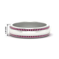 Beveled Edge Matte Eternity Mens Engagement Ring