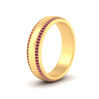 Beveled Edge Matte Eternity Mens Engagement Ring