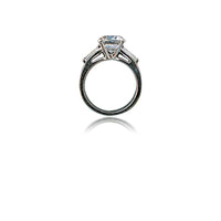 Round Three stone Ring Cubic Zirconia 14K Gold Ring | Diamond Veneer. 635R600K