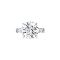 Round Three stone Ring Cubic Zirconia 14K Gold Ring | Diamond Veneer. 635R600K