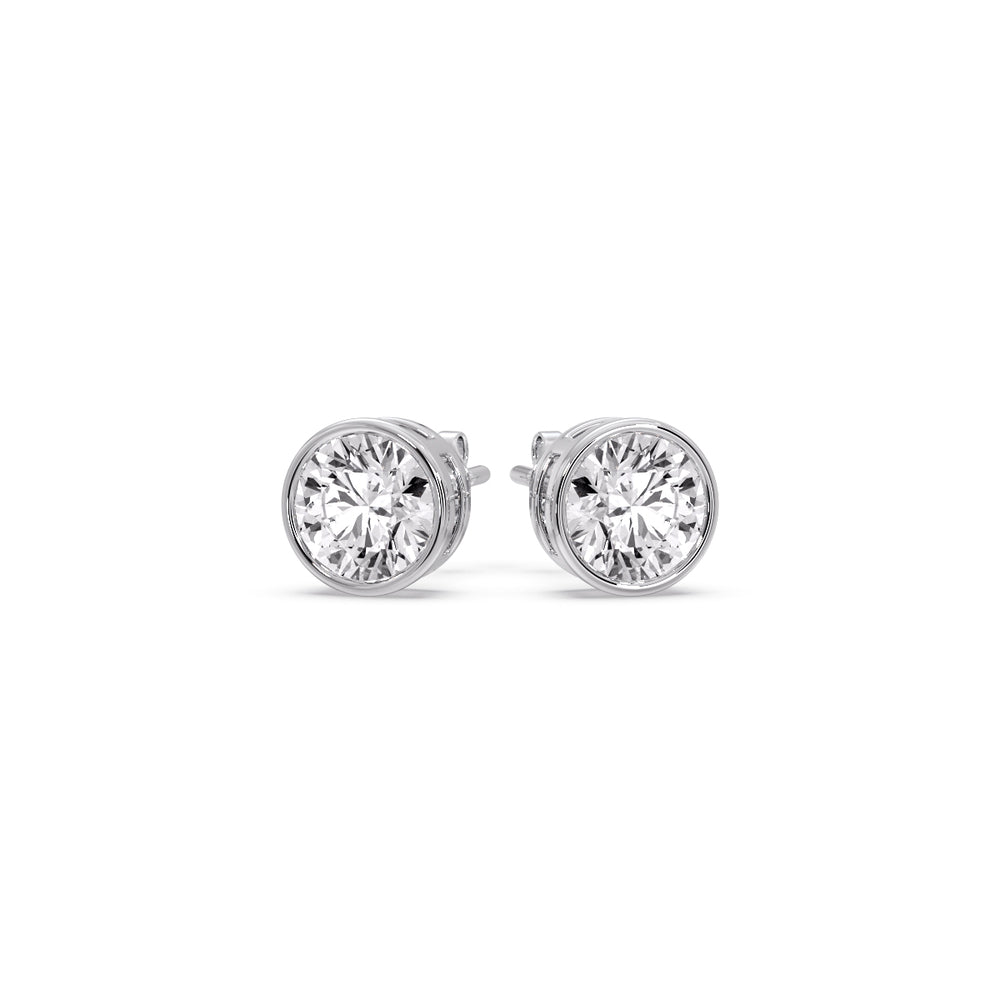 Bezel-Set Brilliant Round Diamond Solitaire Stud Earrings (1.00ct - 5.00ct)