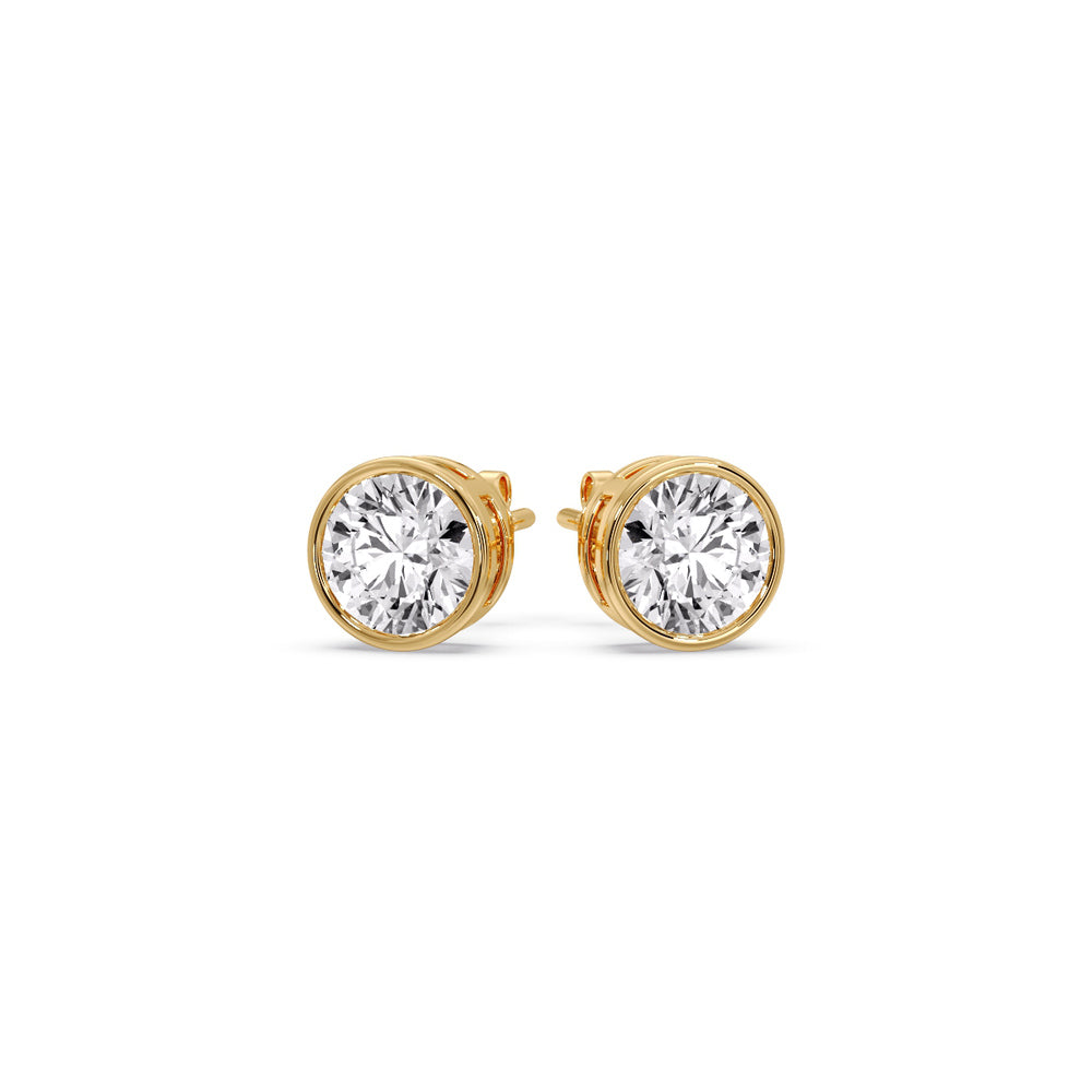 Bezel-Set Brilliant Round Diamond Solitaire Stud Earrings (1.00ct - 5.00ct)