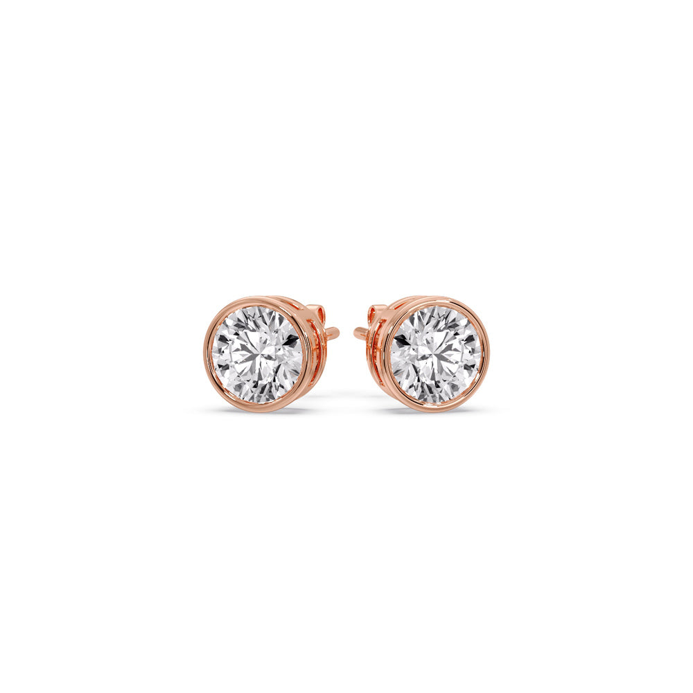 Bezel-Set Brilliant Round Diamond Solitaire Stud Earrings (1.00ct - 5.00ct)