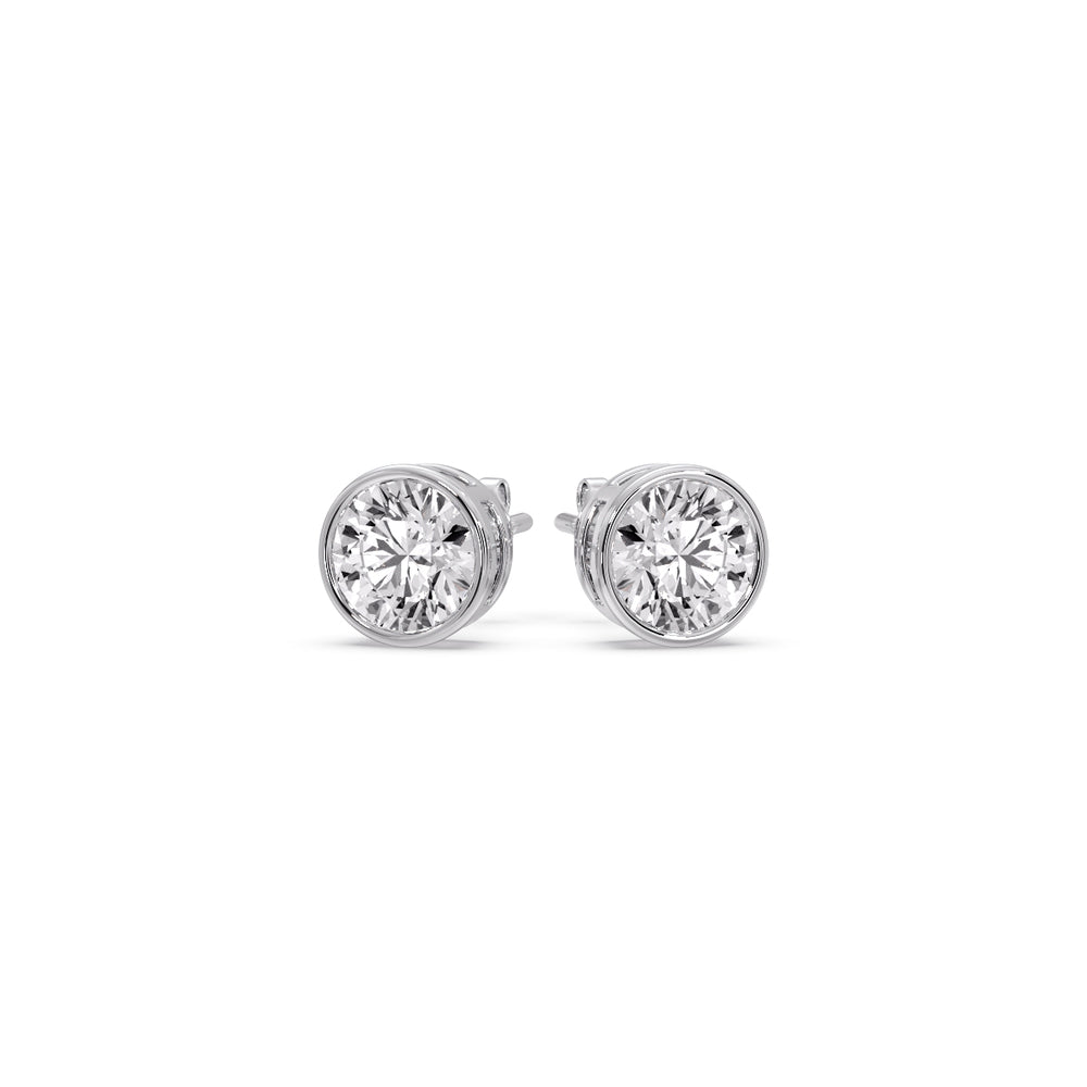Bezel-Set Brilliant Round Diamond Solitaire Stud Earrings (1.00ct - 5.00ct)