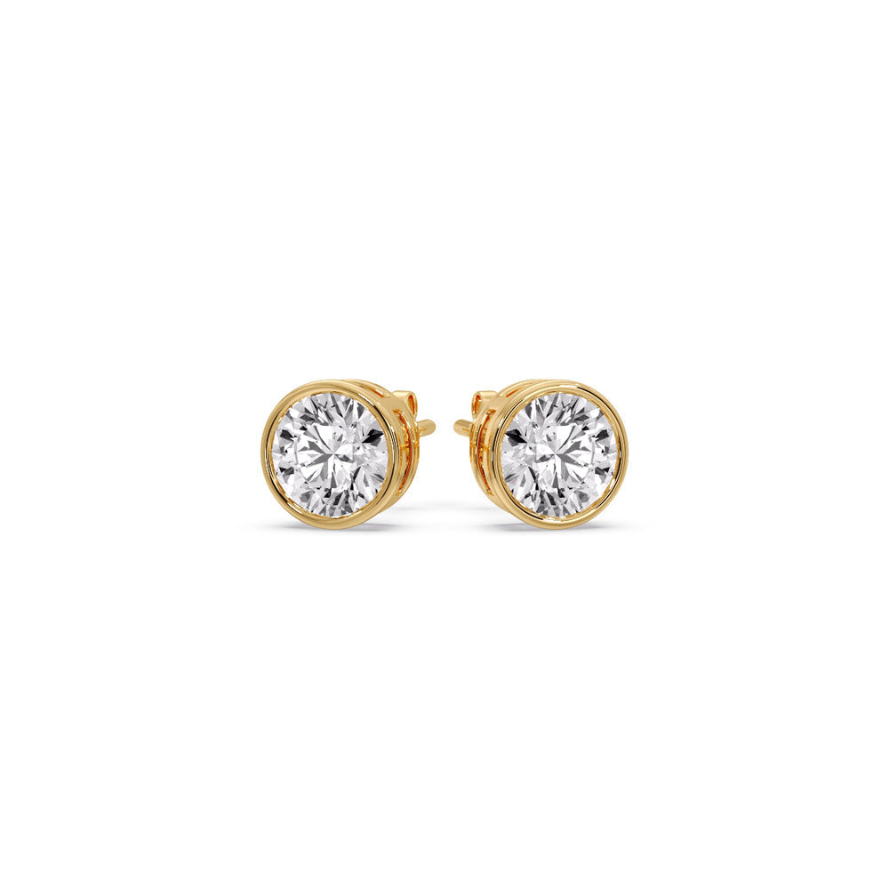 Bezel-Set Brilliant Round Diamond Solitaire Stud Earrings (1.00ct - 5.00ct)