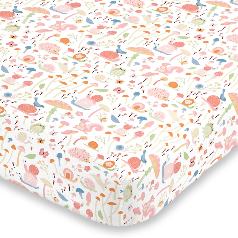 Spring Garden Pink, Green, Orange and Ivory Super Soft Mini Crib Sheet - BIG FRENCHIES
