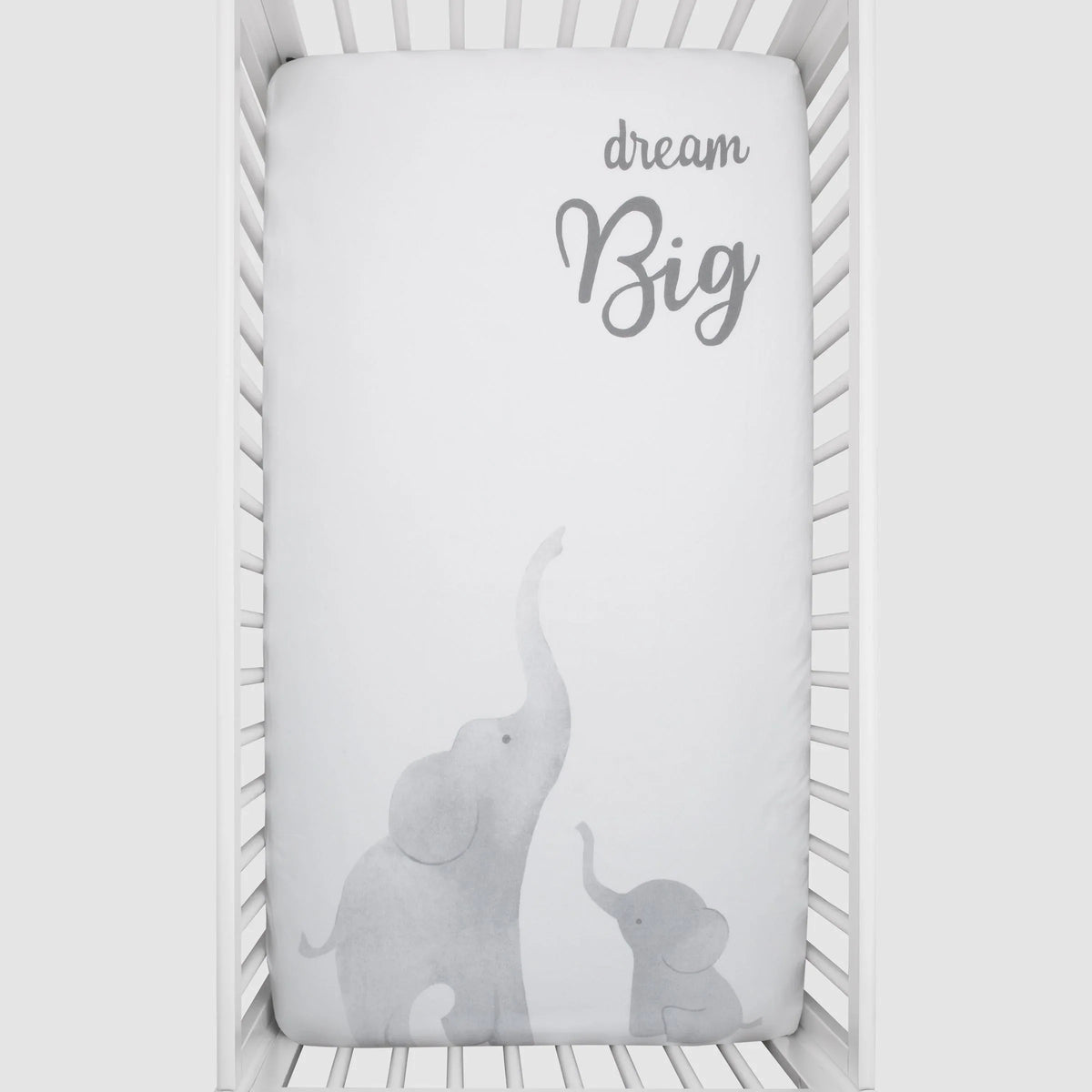 Elephant Tribe Grey and White 100% Cotton Photo Op Fitted Crib Sheet - BIG FRENCHIES