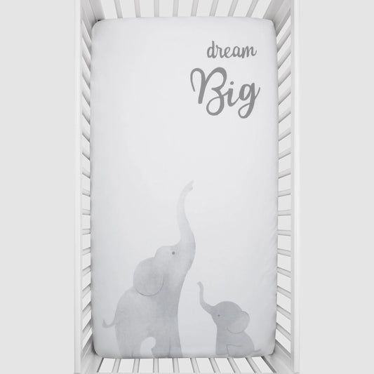 Elephant Tribe Grey and White 100% Cotton Photo Op Fitted Crib Sheet - BIG FRENCHIES