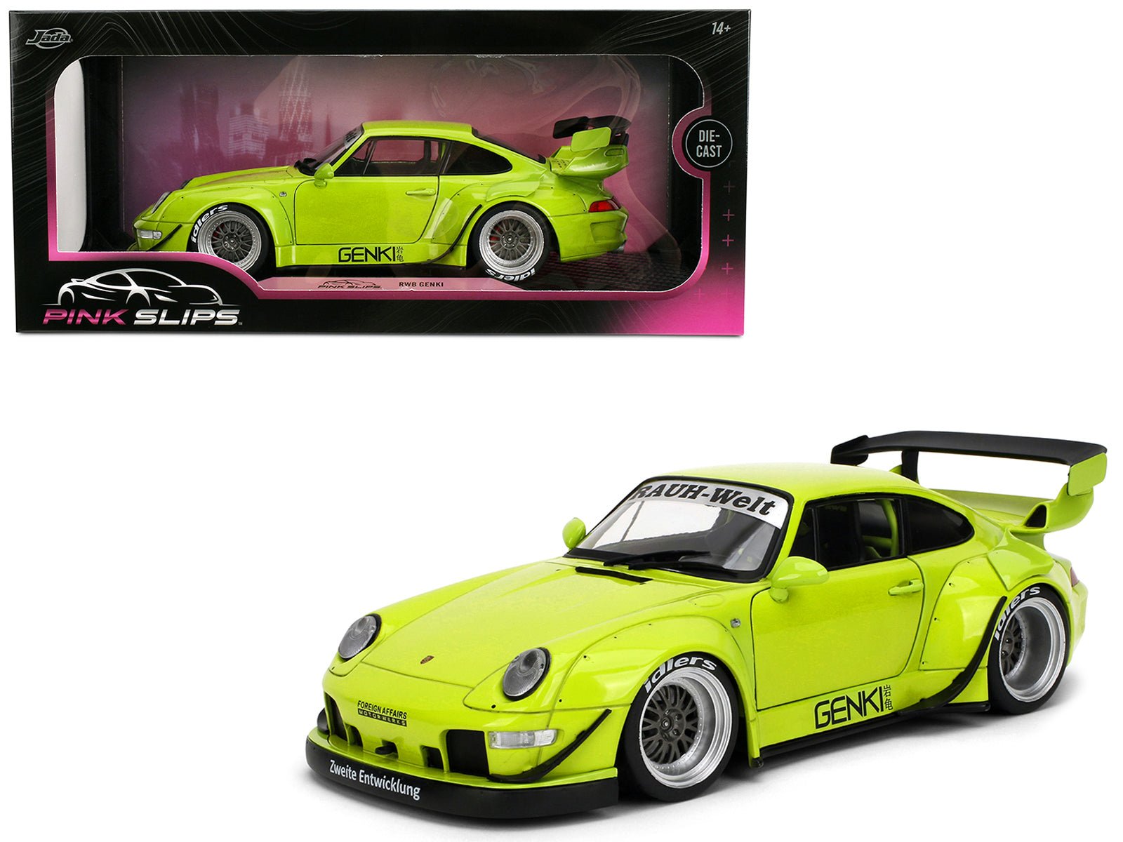 RWB Body Kit "Genki" Lime Green "Pink Slips" Series 1/18 Diecast Model Car by Jada  free shipping USA