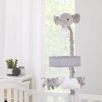 Plush Elephant Gray and White Puffy Clouds Musical Mobile - BIG FRENCHIES