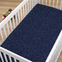 NoJo Super Soft Navy and White Cosmic Constellations Nursery Crib Fitted Sheet - BIG FRENCHIES