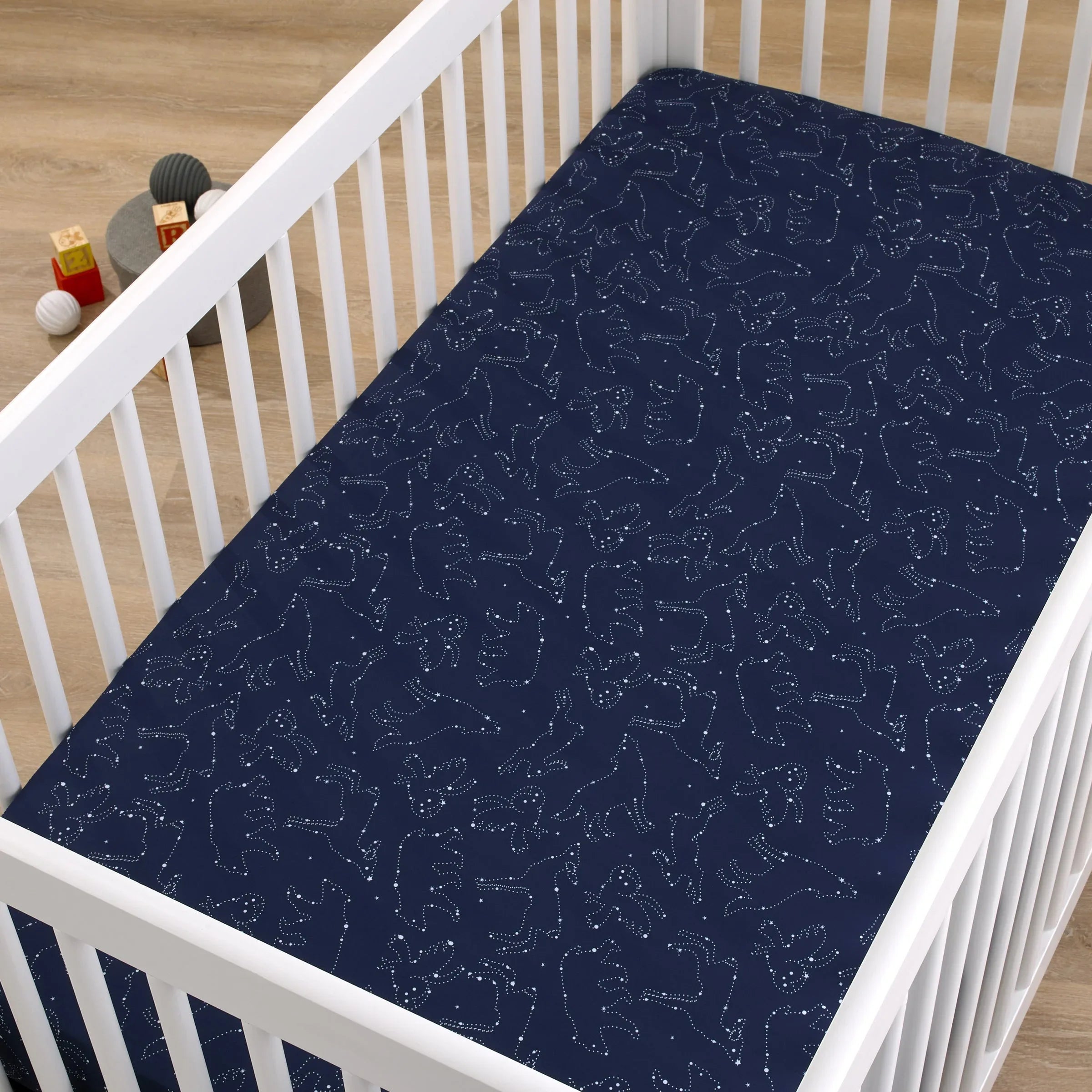 NoJo Super Soft Navy and White Cosmic Constellations Nursery Crib Fitted Sheet - BIG FRENCHIES