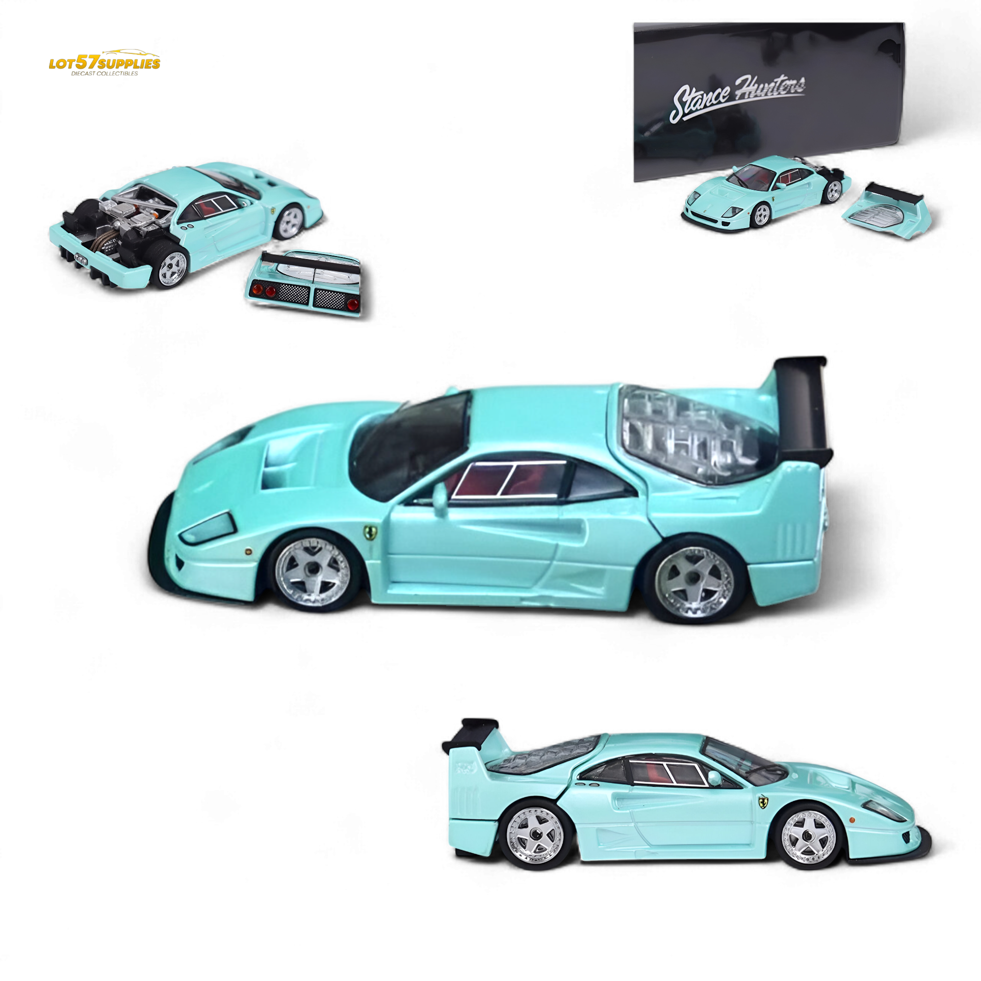 Stance Hunters Ferrari F40 LM Light Aqua Green 1:64