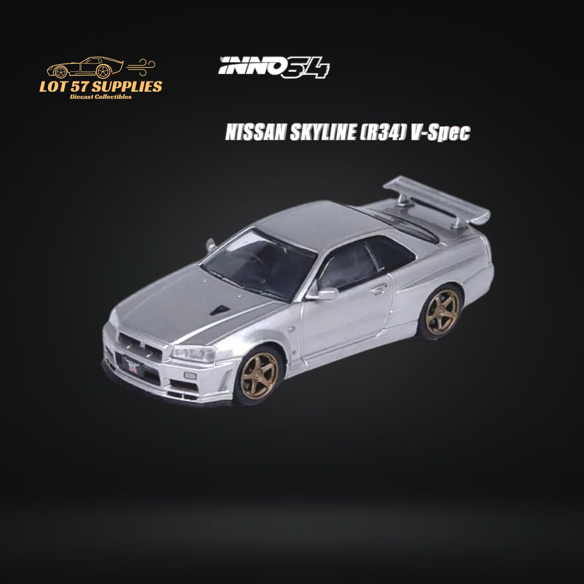 Inno64 Nissan Skyline GT-R R34 V-SPEC II Silver 1:64